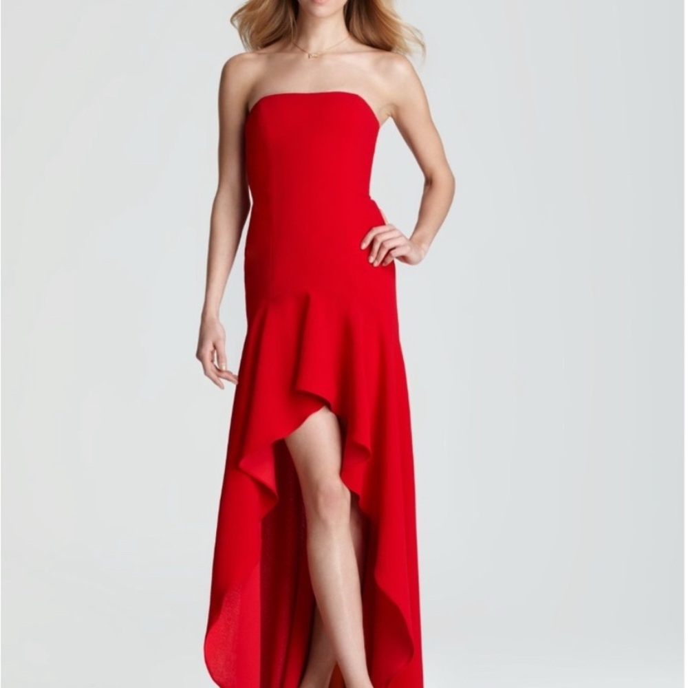 BCBG Maxazria Evangelina Red High Low Gown